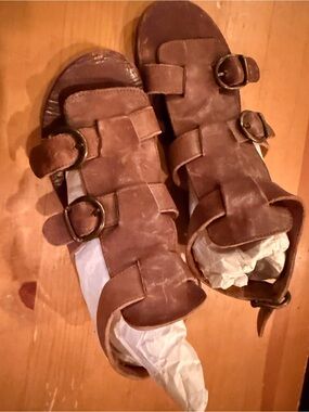 Fiorentini + Baker Brown Leather Sandals with Tan Straps